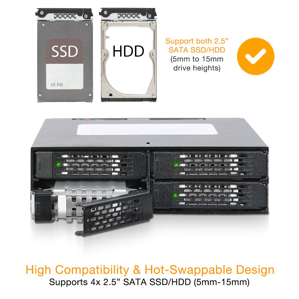 Mobile Rack per SSD/HDD, Sostegno per 4 dischi in 1 baia - Dettaglio
