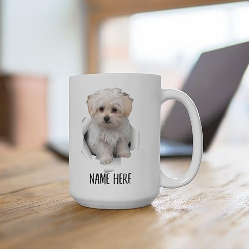 Miniatura 4 de Taza de café blanca divertida con nombre personalizado Morkie de 15 onzas, regalo de Navidad 2024