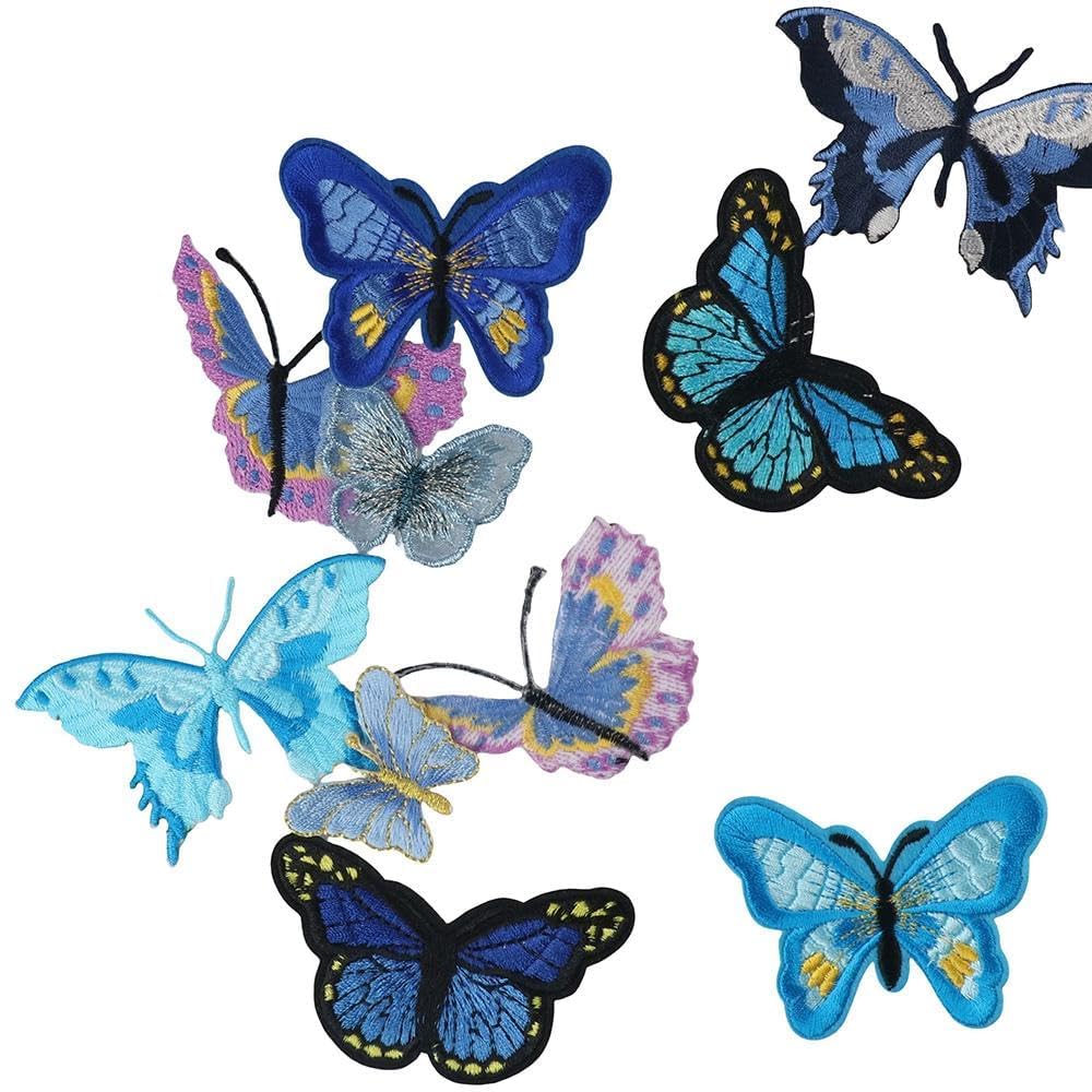 10 parches de mariposa en parches, parches de bordado, parches de reparación para decoración de bricolaje, jeans, chaquetas, bolsos, tela