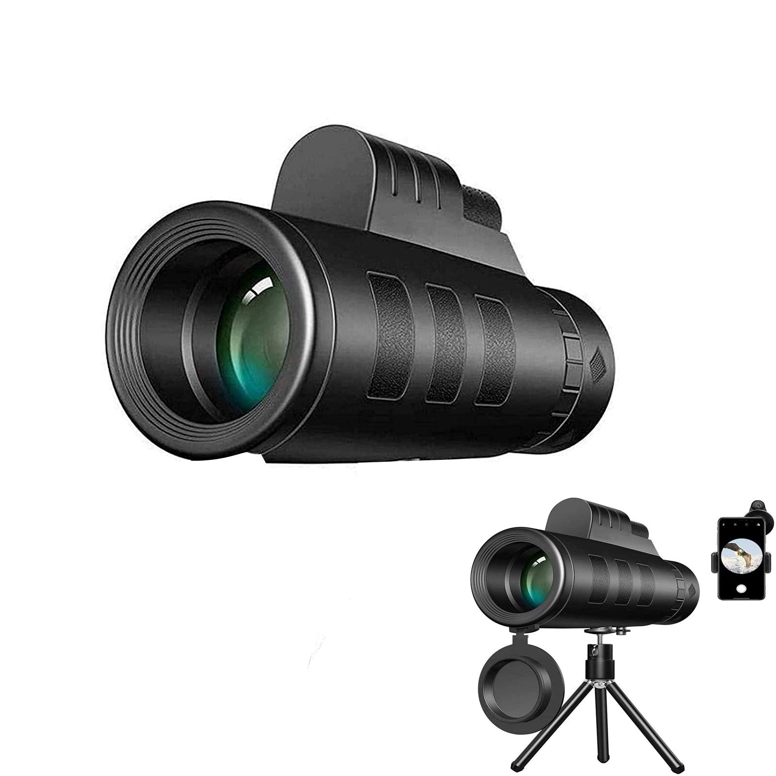 Monocular Telescope, Monocular 40x60 High Power Waterproof Low Light, Clear Night Vision with Smartphone Holder and Adjustable Tripod for Mobile Phone Bird Watching Hunting Hiking Camping
