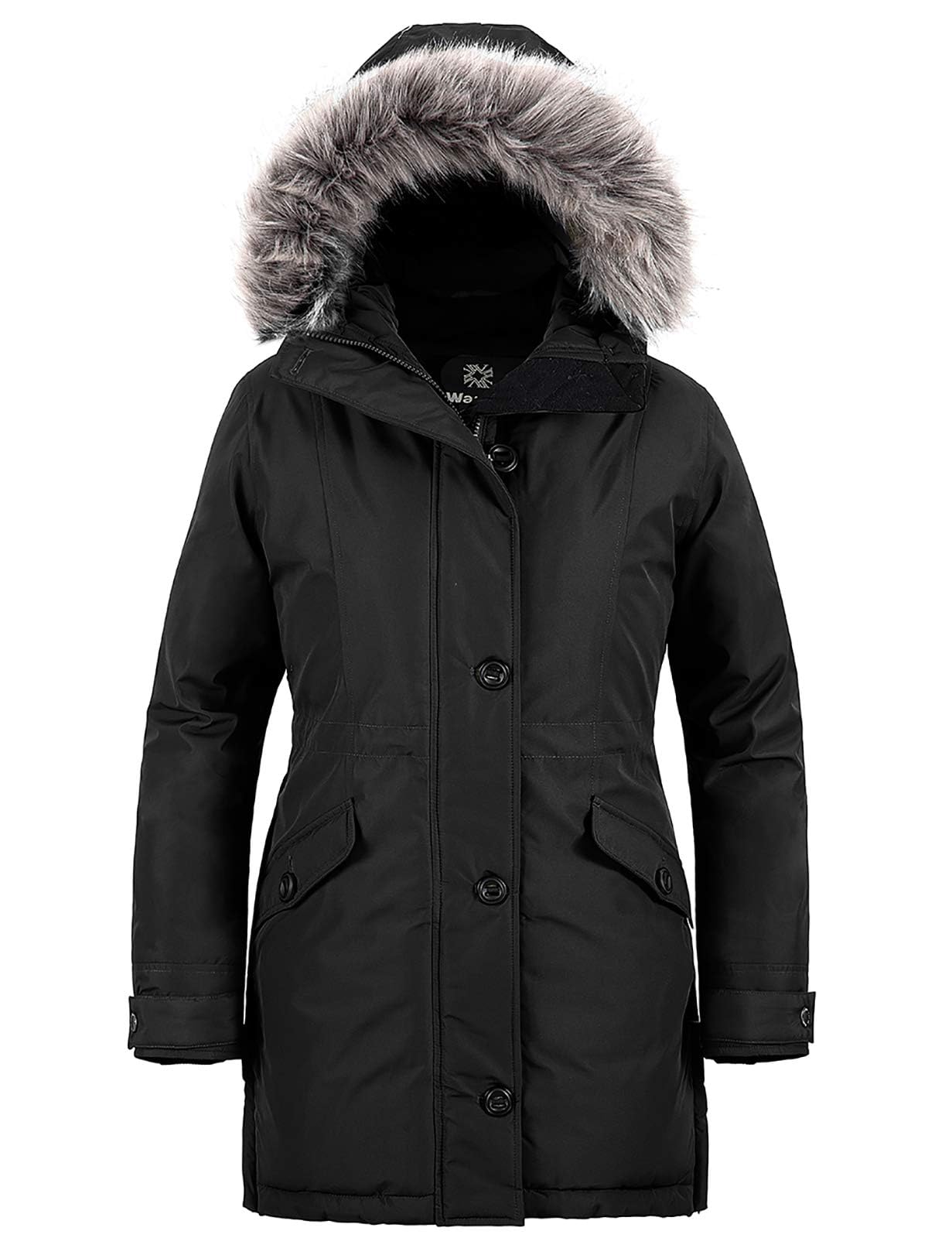 wantdo Women's Hooded Winter Parka Waterproof Warm Long Puffer Jacket