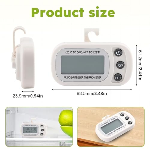 Miniatura 2 de Termómetro digital para refrigerador y congelador, paquete de 2, LCD impermeable con seguimiento máximomínimo, seguridad alimentaria y ahorro de
