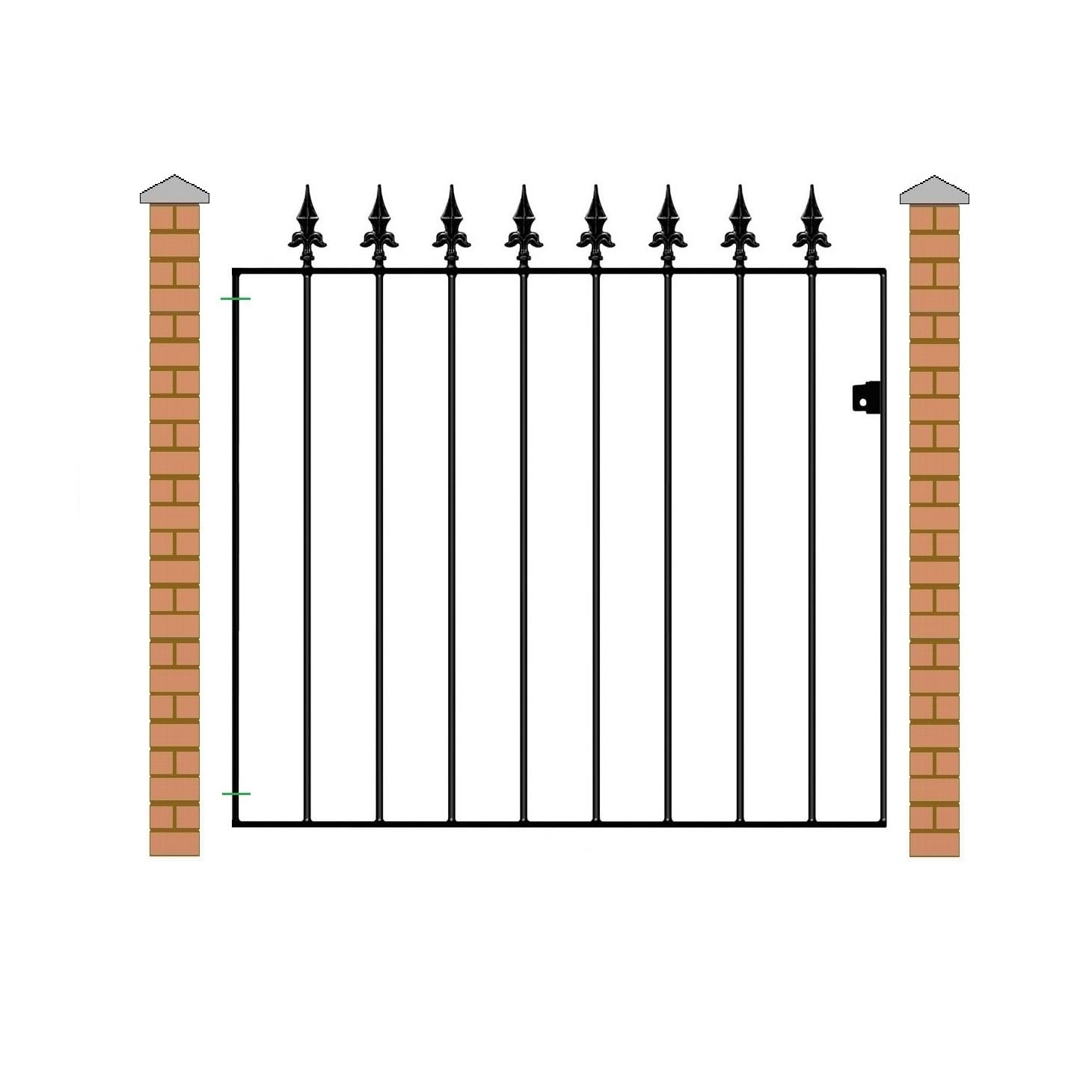 Saxon Spear Top Metal Garden Gate Galvanised Wrought Iron Pedestrian Swing Gates (762mm Gap X 950mm High SAZP05/1)