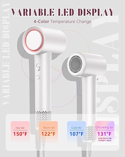 Miniatura 4 de YEEGOR Secador de pelo, secadora de alta velocidad de 110000 RPM con motor sin escobillas para secado rápido, secador de pelo iónico profesional,