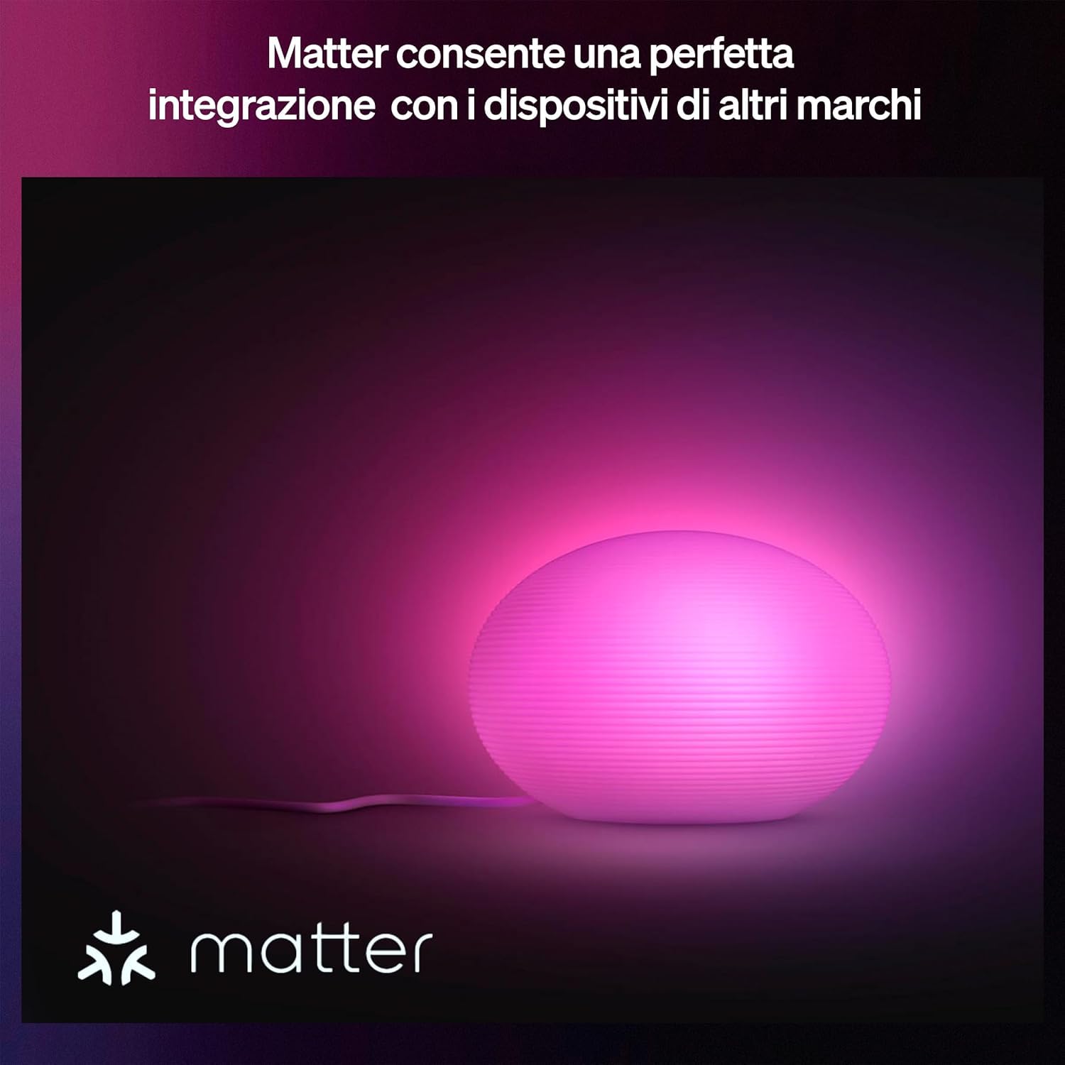 Philips Hue Flourish lampada da tavolo, Lampada da comodino 1.100 lm con lampadina A60 inclusa, Illuminazione camera da letto con luce bianca e colorata dimmerabile, Compatibile con Matter e Zigbee