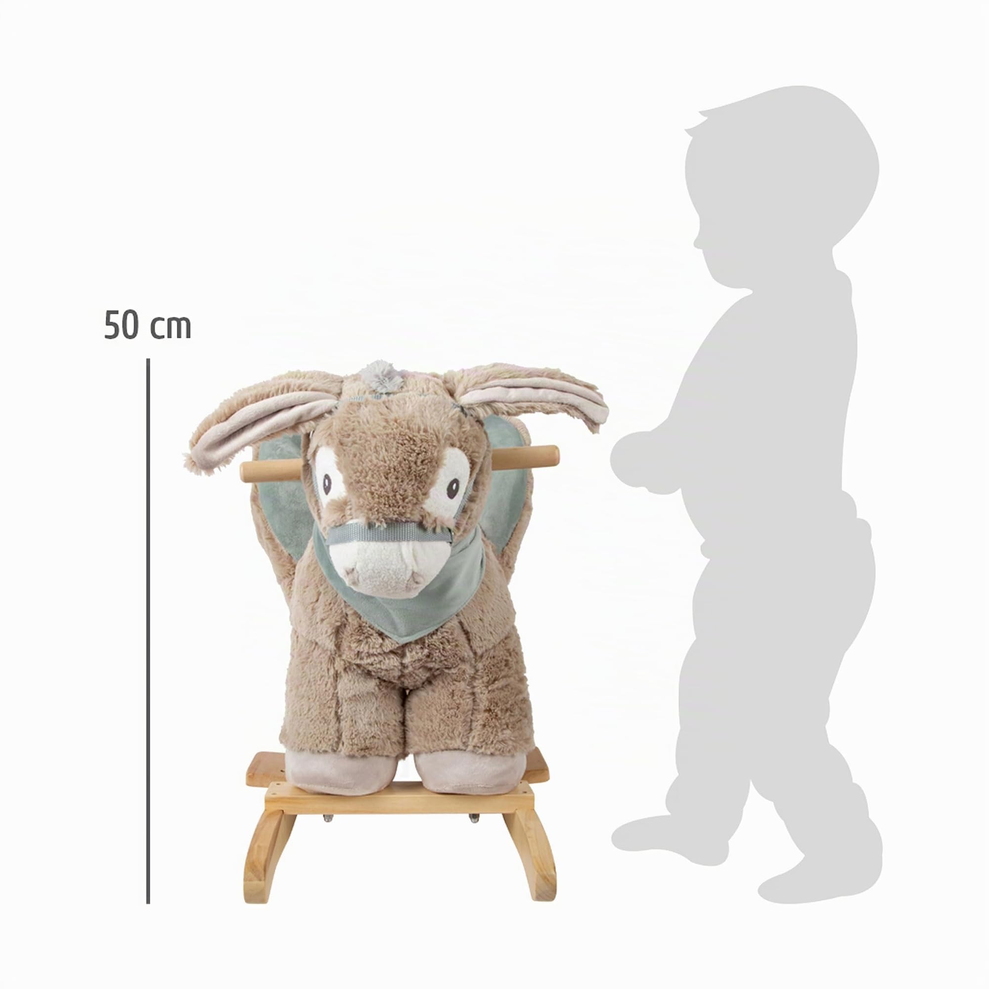 small foot 12210 Asino a Dondolo con Sedile, impugnature e Cavezza, in Peluche e Legno, a Partire dai 12 Mesi
