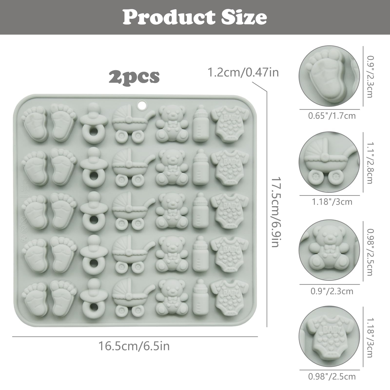 Stampo in silicone Biberon, Bavetta, Passeggino e Ciuccio per creazioni in resina e gesso - Italia