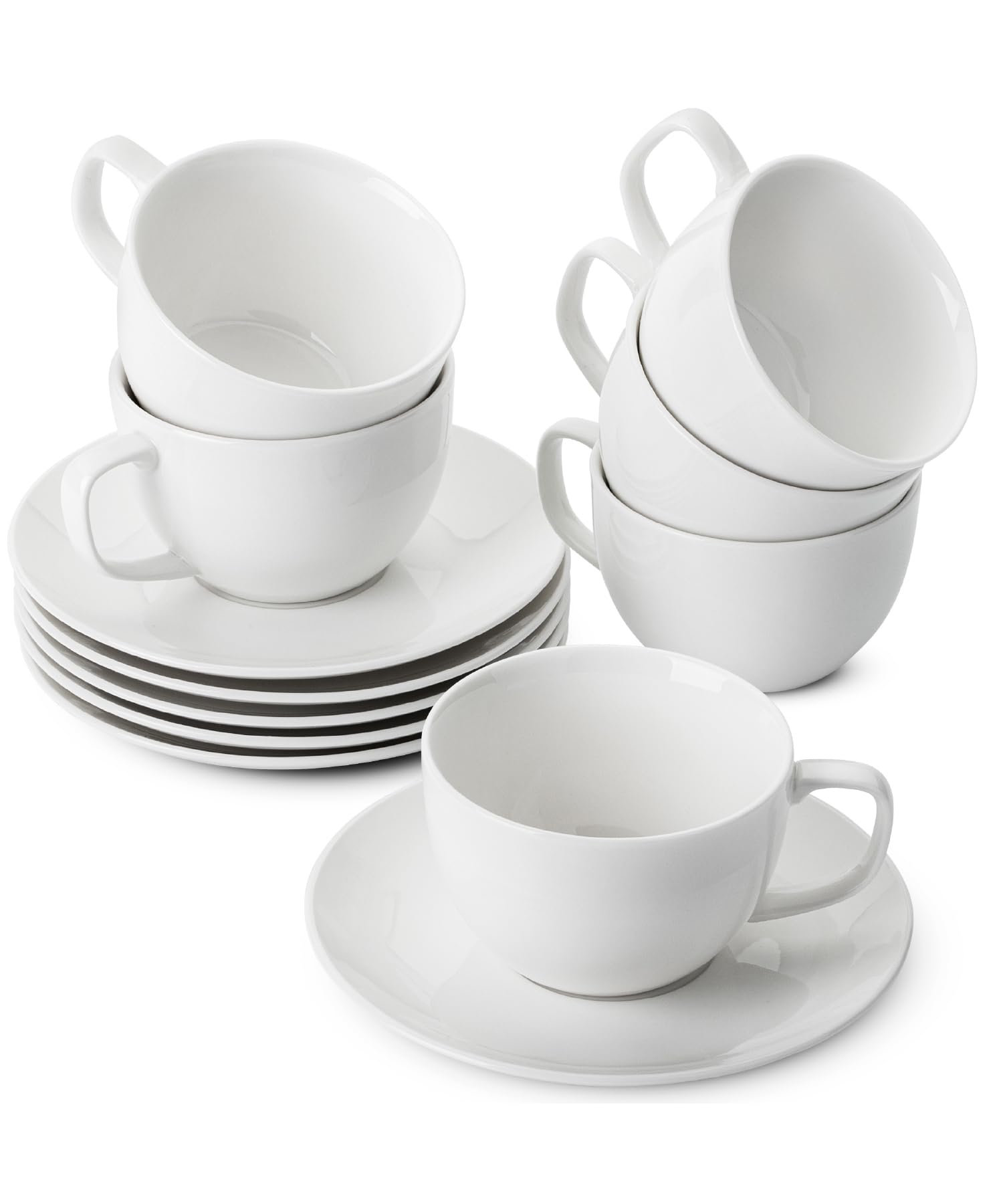 Amazon.com | BTaT- Cappuccino Cups with Saucers 7 oz, Set of 6