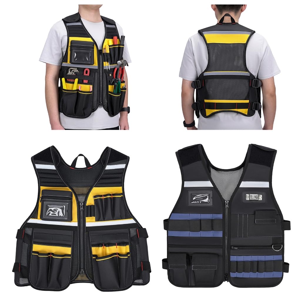 Chaquetas de trabajo con bolsillo ajustable, chaleco de construcción, chaquetas de trabajo con cinturón de herramientas ajustable, múltiples bolsillos