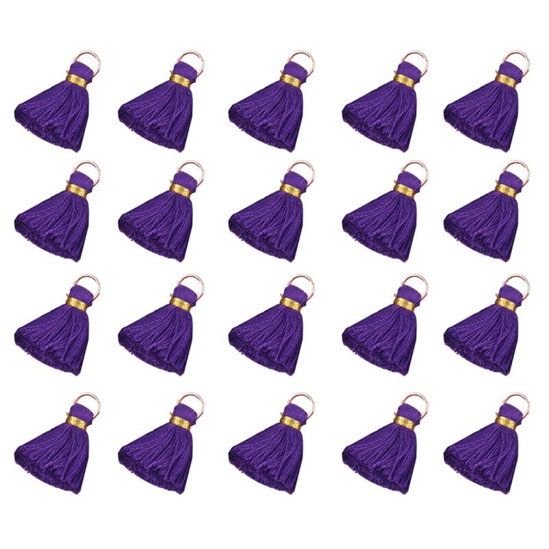 20pcs Cotton Mini Tassels 5CM Dark Purple Tassel Handmade Bookmarks Tassels For Key Chain,Jewellery Making,Pendant Decorations