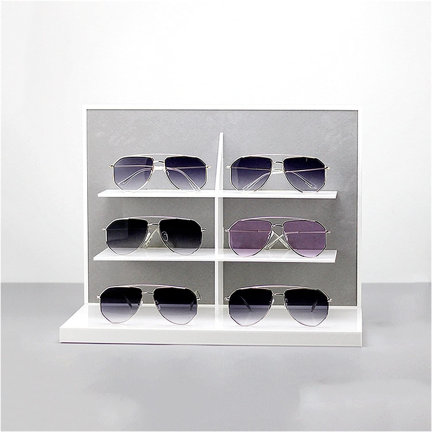 Sunglasses Display 3-Layers Acrylic Eyeglasses Display Shelf Sunglasses Rack Jewelry Rack Optician Display Props Home Placement Collection Shelf Eyewear Display Stand (Color : Gray)