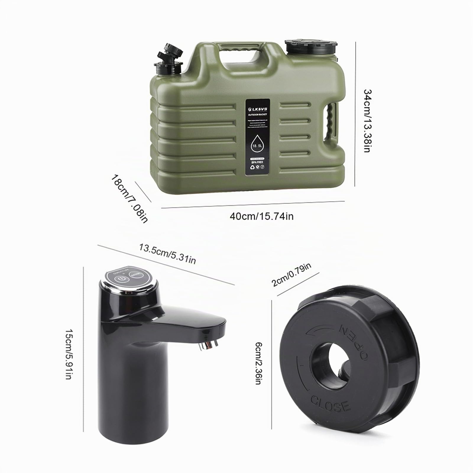 Tanica per acqua da 18,5 l, con rubinetto e pompa, serbatoio da campeggio senza BPA, portatile, per attività all'aperto