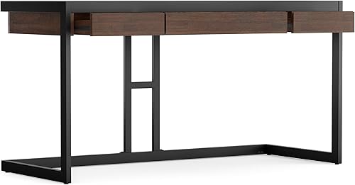Miniatura 4 de SIMPLIHOME Erina Desk - Escritorio de madera maciza de acacia y metal de 60 pulgadas de ancho en color marrón carbón envejecido, mesa industrial