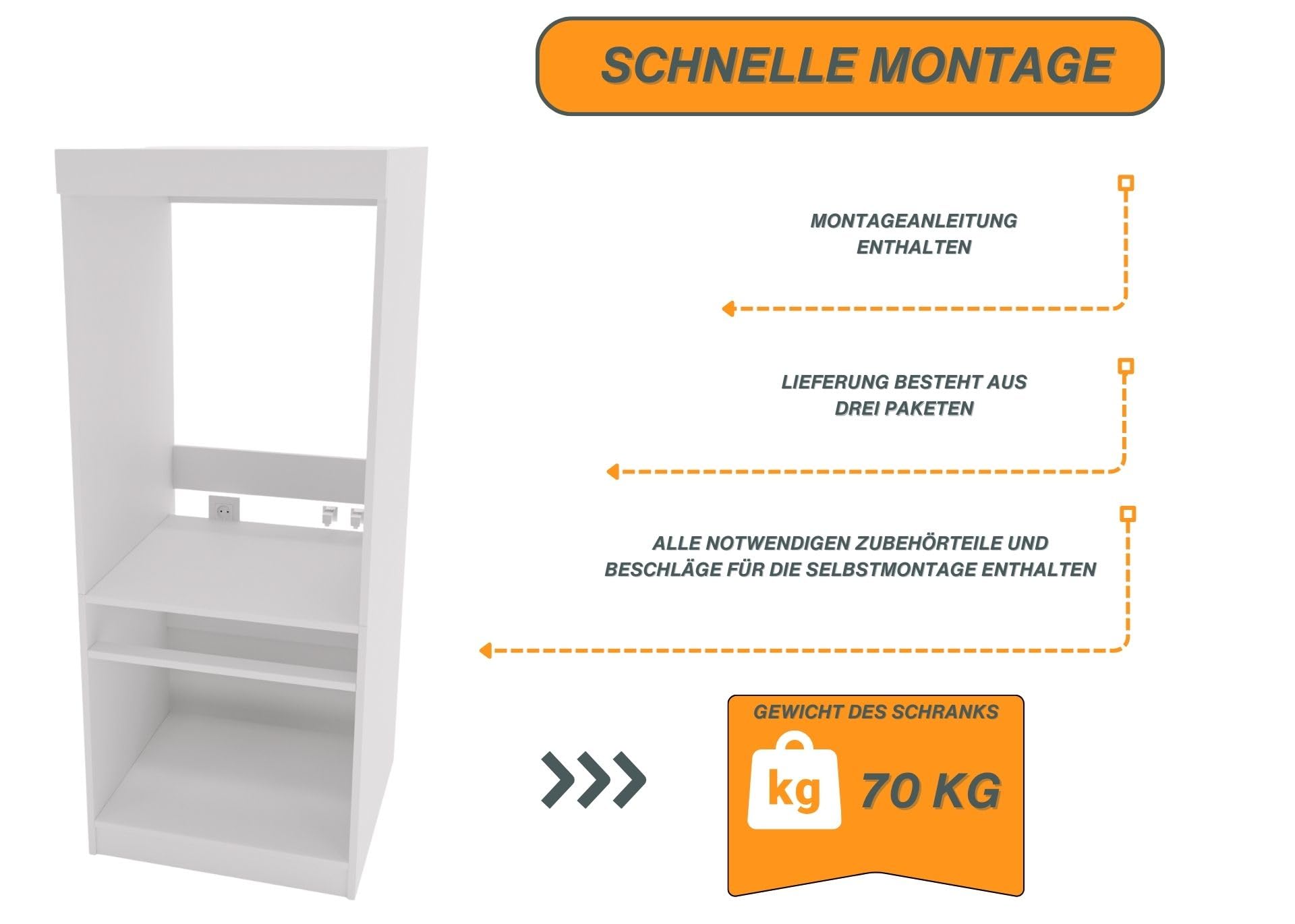 CraftPAK Waschmaschinenschrank geeignet für Waschmaschine oder Wäschetrockner, Waschmaschinenschrank Überbauschrank, Badezimmermöbel Größe 67x162x63cm, Weiß
