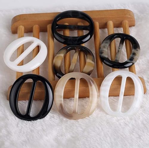 Miniatura 5 de 6 unidades de bufanda circular ovalada de resina plástica para mujeres y niñas, bufandas, hebilla de cintura, clips de cierre de seda, soporte de