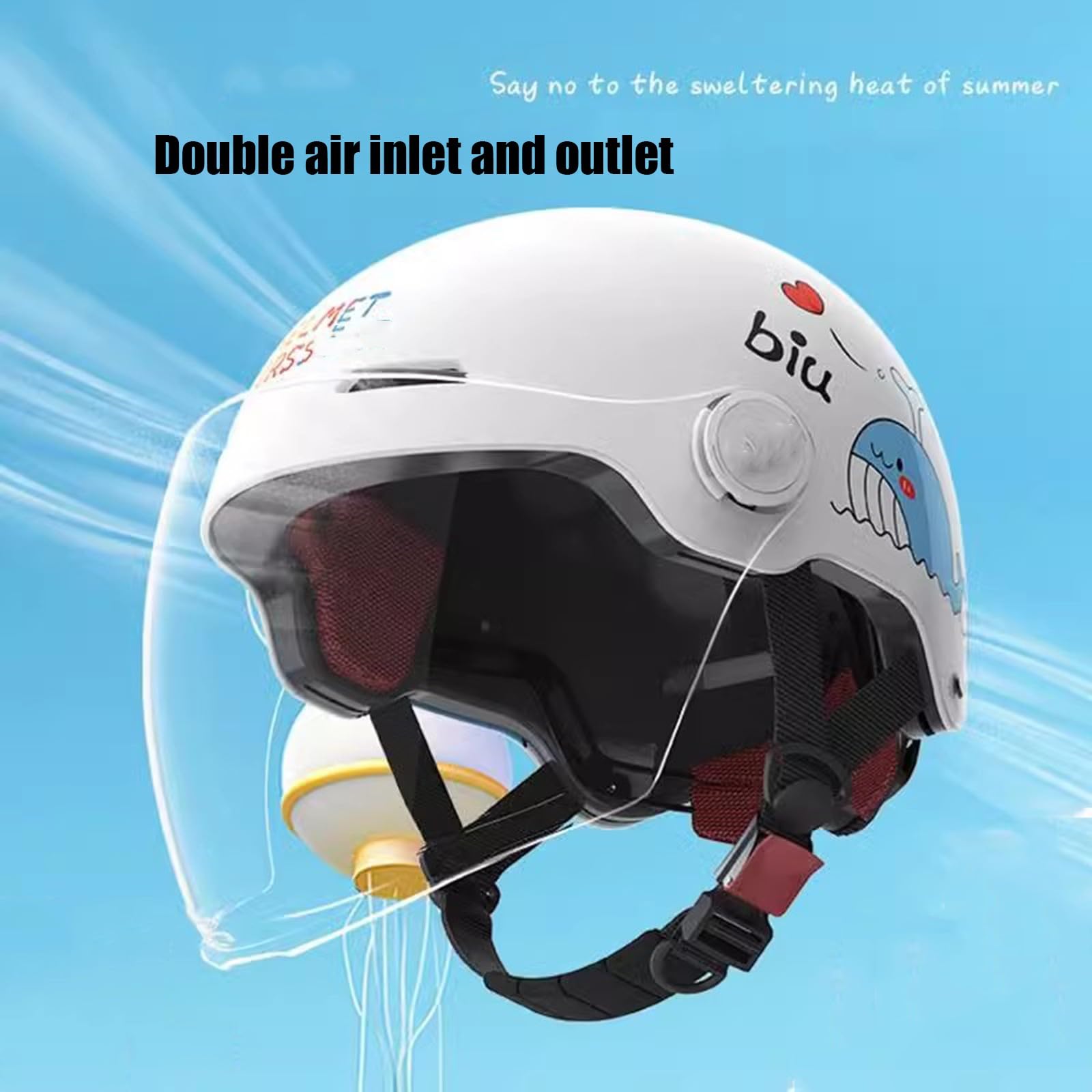 Casco De Motocicleta Abierto para Niños De 3 A 16 Años, Ligero para Moto Eléctrica Homologado ECE A,48-55cm