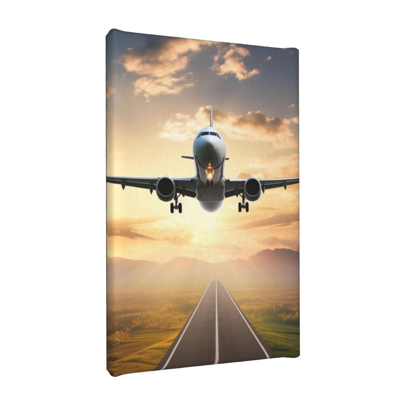 YKLJG Airplane Printed Wall Art Canvas Painting 20x30 CM Wooden Framed Picture Painting Artwork Prints for Bedroom Kitchen Home Office Decor