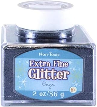 Sulyn Extra Fine Onyx Black Glitter Stacker Jar, 2 Ounces, Non-Toxic, Stackable and Reusable Jar, Multiple Slot Openings for Easy Dispensing and Mess Reduction, Black Glitter, SUL50871