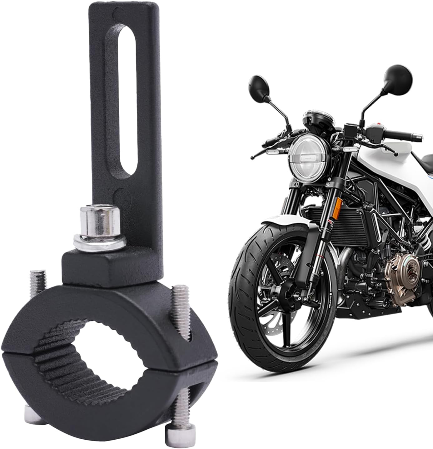 Motorcycle Headlight Mount – Adjustable Fork Clip 22-35mm, Shock Bumper Support Bracket, Extended Spotlight Holder | Stable Vibration Control Structure for Street Off Road Riding