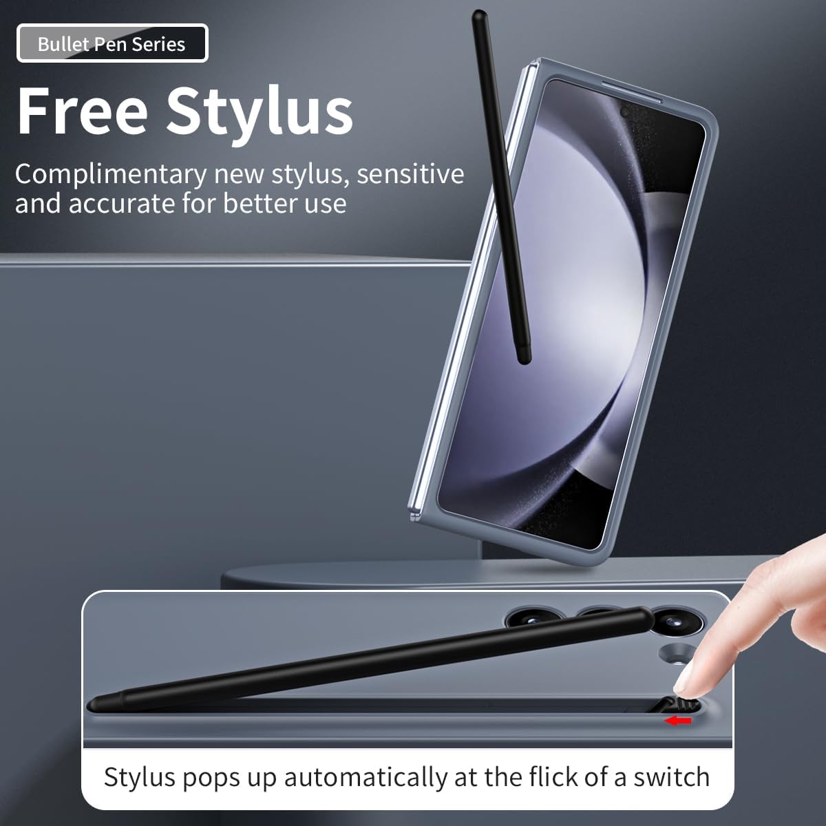 for Samsung Galaxy Z Fold 7 Case with Slim S-Pen Holder & Capacitance Pen, Built-in Front Screen Protector, Ultra-Thin Silky Liquid PC Frosted Bumper Full Body Drop Fall Protection - Grey