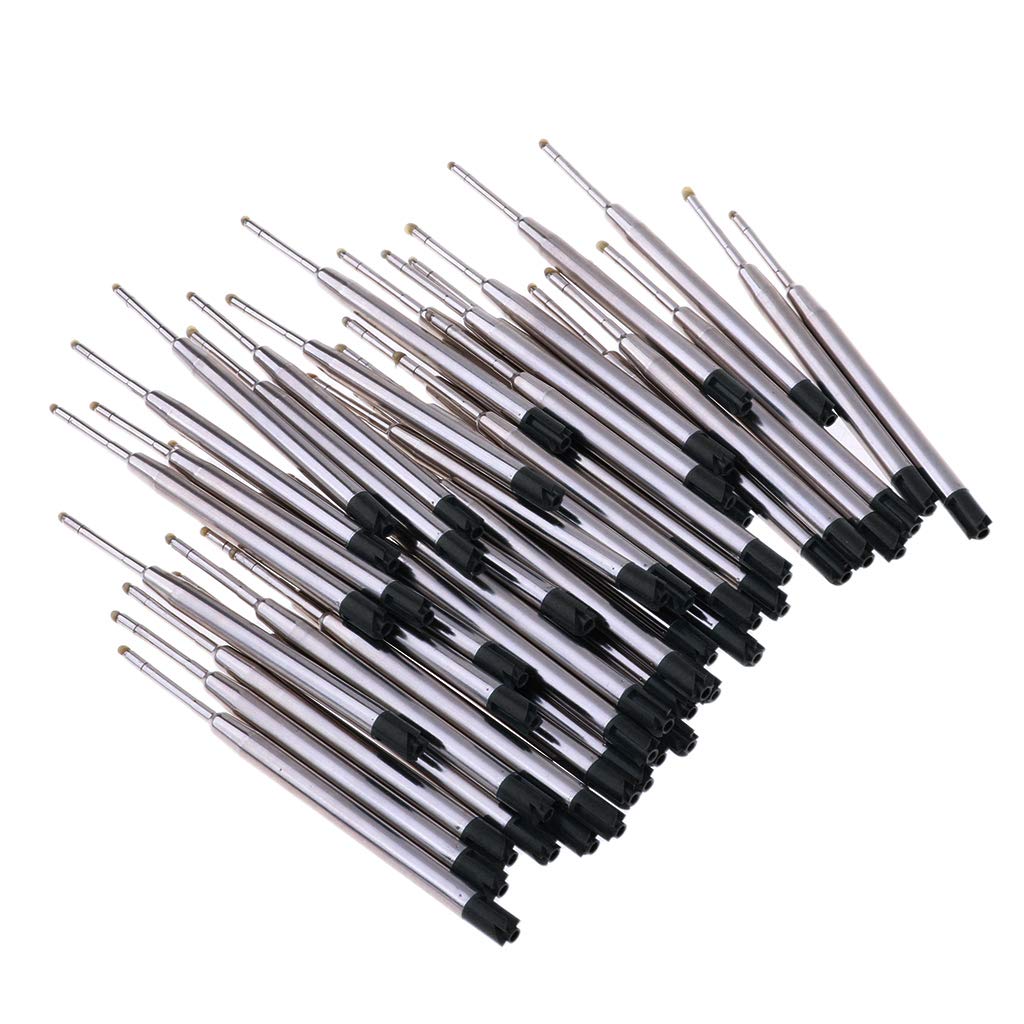 5 set di 50 ricariche gel per penne in metallo per scuola e ufficio, colore nero
