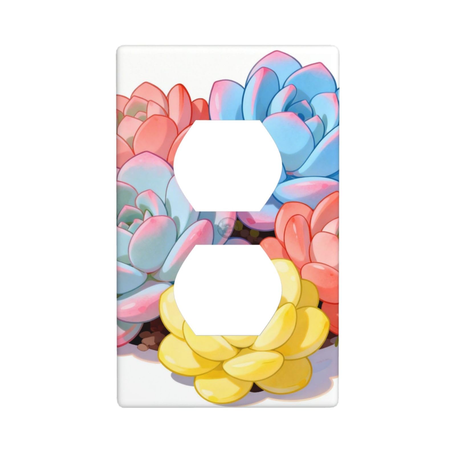 Succulent Garden Decorative Switch Plate Cover-Unbreakable Polycarbonate Wall Plate for Home Office, 1 Gang with Screws