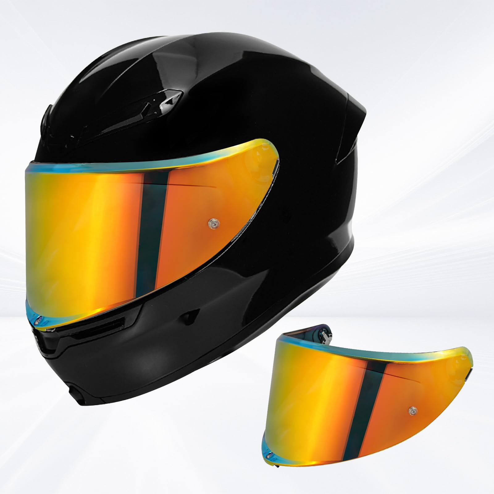 Motorradhelm Visier,Motorrad Windschutzscheibe Helm Visier für K6/K6s,Helm Visier mit Anti-Beschlag-Nagelbefestigung,Helmlinsenvisier Motorradhelm Zube（Chrom Rot）