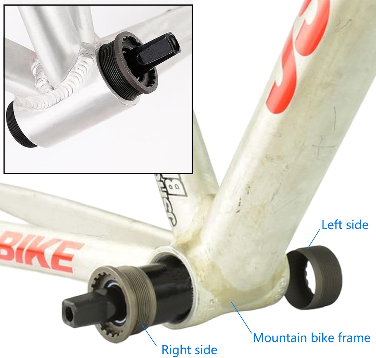 Mountain Bike Square Cartridge Taper Bottom Bracket, Bicycle Axle Sealed Hole Axis Bike Parts with Waterproof Screws