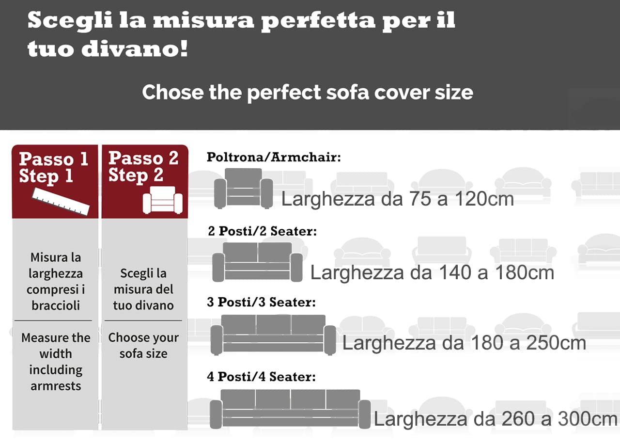 BIANCHERIAWEB Copridivano Antimacchia Elasticizzato Protettivo Impermeabile Genius Tinta Unita 3 Posti Dover 1025