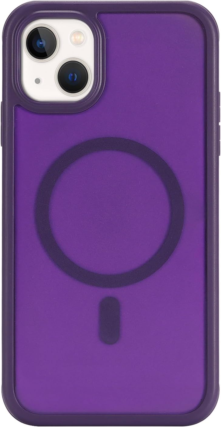 for iPhone 14 Case with Built-in Screen Protector Anti-Scratch,for Apple iPhone 13 Protective Phone Cases,Compatible with MagSafe for Men Women-Dark Purple - Image 3