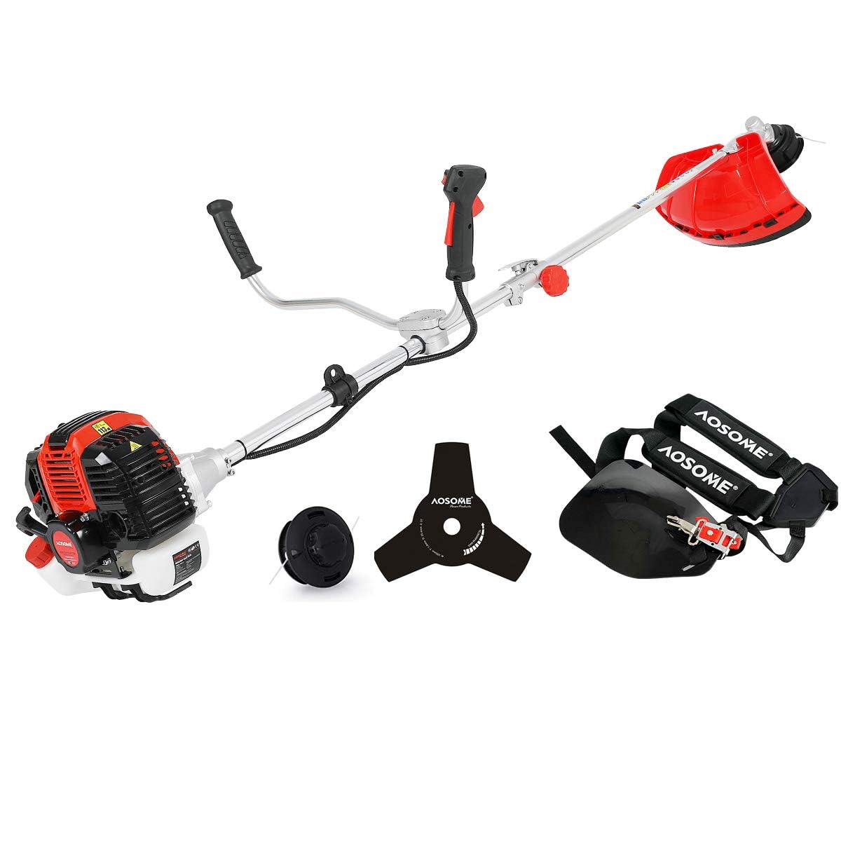 AOSOME 2026 - Desbrozadora térmica, 52 cc, 3 CV – con cabezal para corte borde, 3 T hoja, desbrozadora de gasolina profesional (2026)