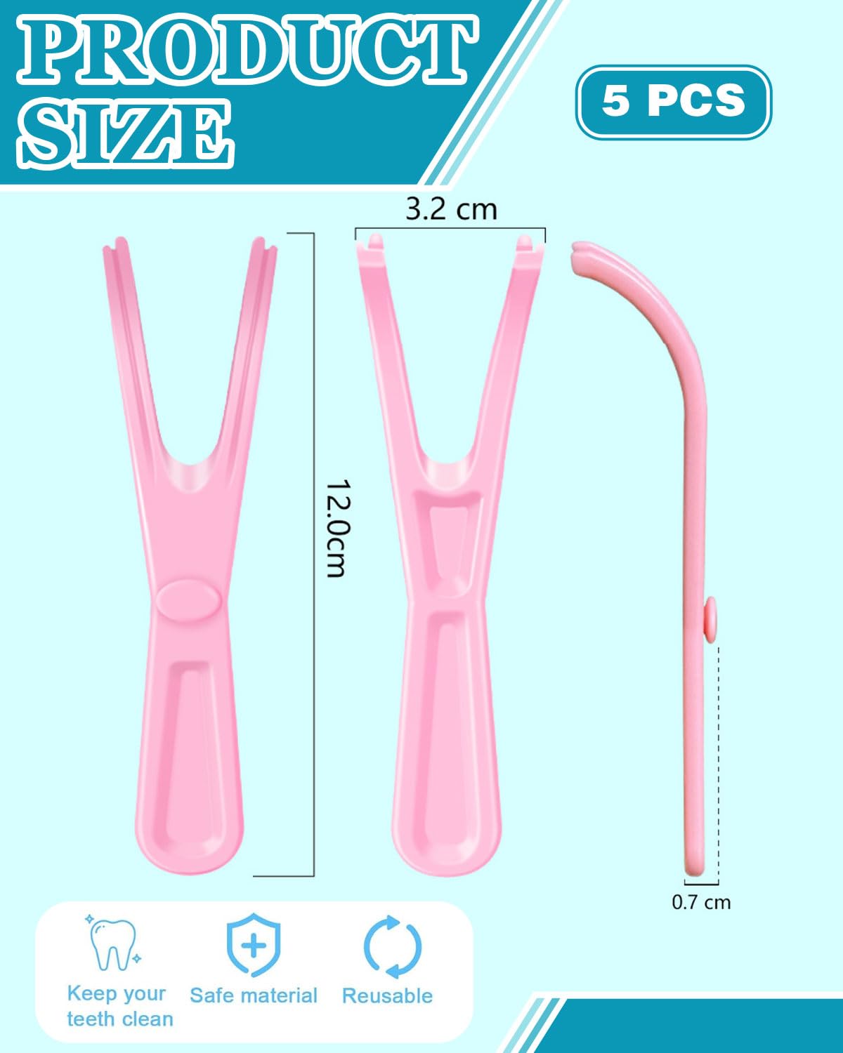 5PCS Porte-Fil Dentaire Réutilisable, Nettoyage des Dents Support de Fil Dentaire, Floss Pick Produits en Forme de Y, Nettoyage Interdentaire Support de Remplacement pour Dental Floss
