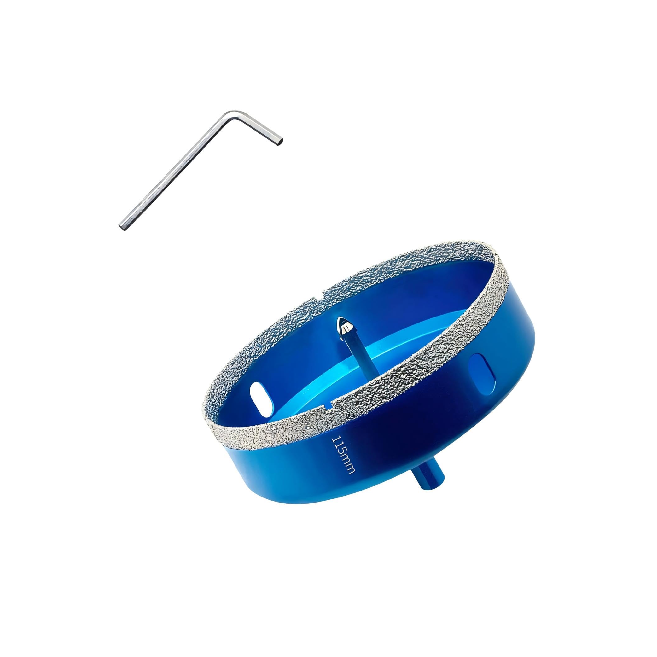 115MM Diamond Hole Saw with Pilot Center Drill Bit,Glass Hole Saw Core Drill Bit with Diamond Surface Coating,Vacuum Brazed Diamond Core Hole Cutter for Tile,Porcelain,Glass