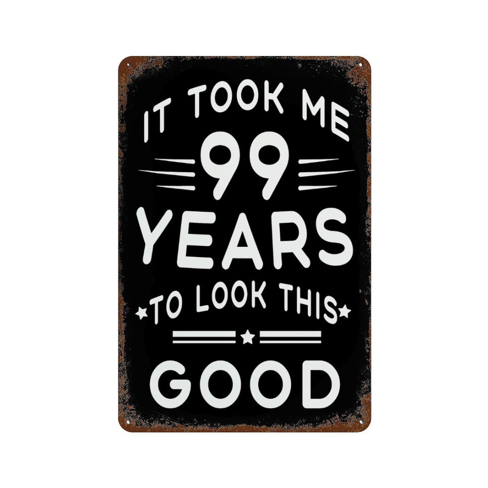 KWQDOZF Happy 99th Birthday Theme Metal Tin Sign,Vintage Iron Hanging Plate Vertical with Rust Poster Wall Decor 8x12inch