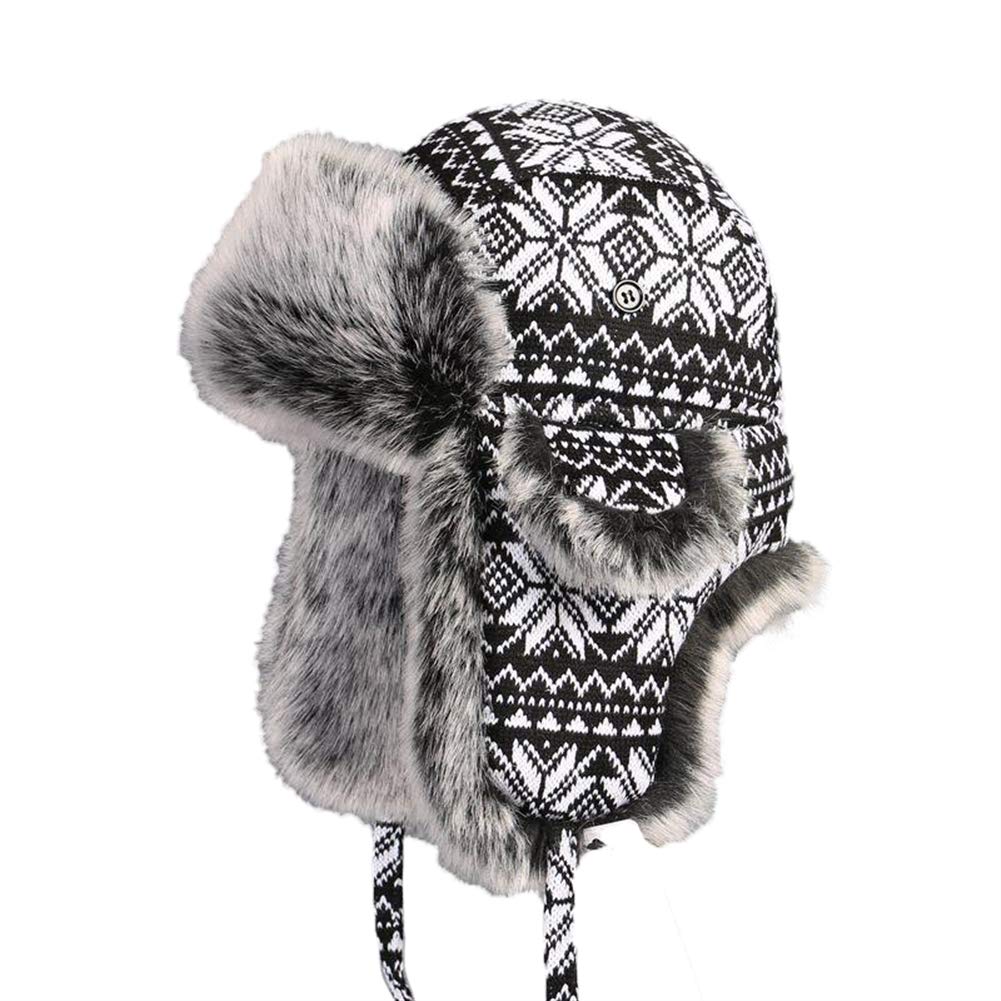 Insun Unisex Wintermütze Gestrickt Fliegermütze Pilotenmütze Russenmütze Ohrenschützer