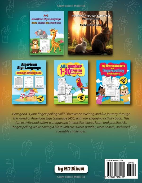 ASL brain teasers activity book for Teenagers and Adults- 4 seasons in 1: A Challenging and Fun fingerspelling Crossword, Word search and Word ... Language (ASL) activity Books by MT Bibum) - Image 2