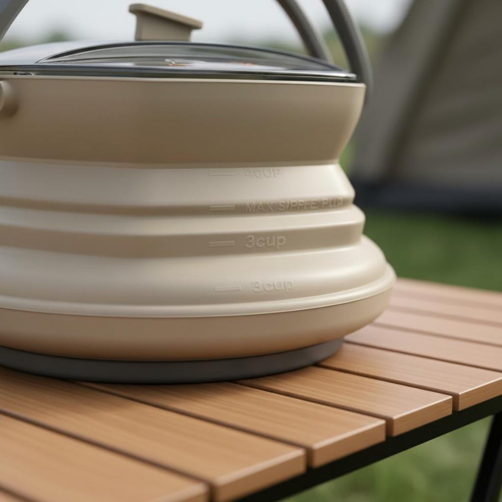 Tetera Plegable de Silicona con Taza Recipiente Hervidor y Vaso Fabricada con Silicona Alimentaria Base de Acero Inoxidable Adecuada para Camping Negocios Excursiones