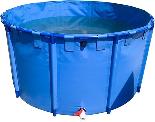 Piscina redonda sobre el suelo de lona para peces con soporte de metal, piscina grande plegable para acuario para cría de Koi agrícola, fácil de