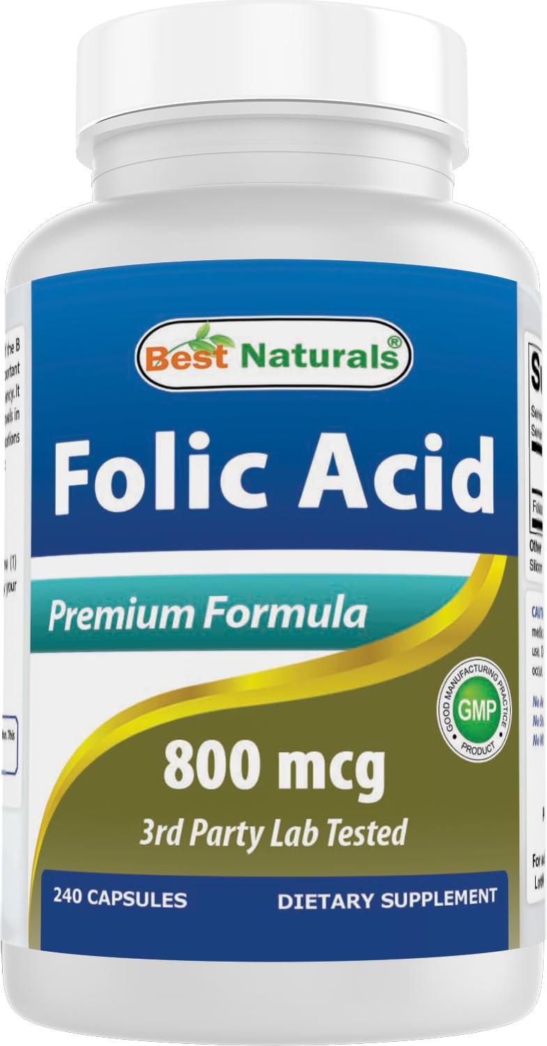 Best Naturals Folic Acid 800 mcg 240 Capsules 240 Count (Pack of 1)
