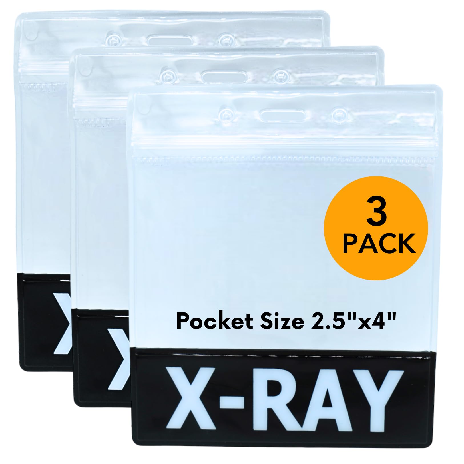BadgeBright XRay Badge Buddy and Badge Holder in One (3 Pack-Black), Double-Sided, Heavy-Duty, Radiology, X-ray Tech, Radiology Tech Student Essentials