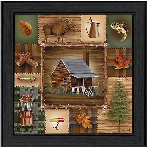 Trendy Decor4U "At the Cabin" por el artesano Ed Wargo, impresión enmarcada lista para colgar, marco negro