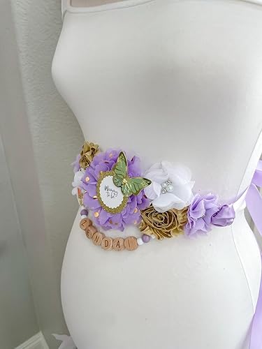 Miniatura 6 de Butterfly Purple Maternity Sash for Baby Shower, Mom to Be Sash for Shower, Butterfly Purple Theme Baby Shower, Butterfly Purple Sash