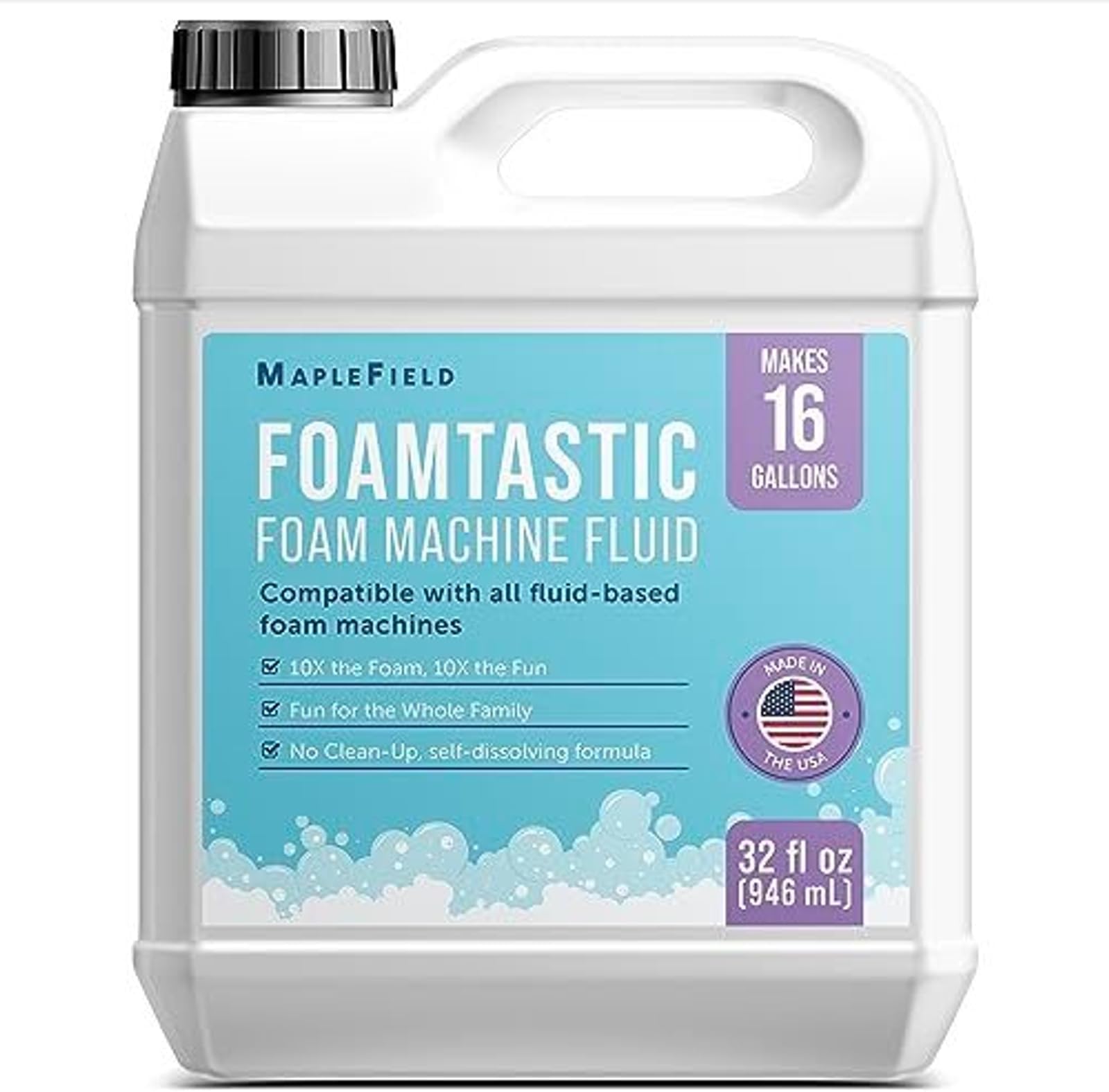 Foam Machine Fluid - 16 Gallon - Maplefield Non-Toxic Foam Machine Solution for Bubble Machines - Foam Maker - Perfect for Outdoor Activities and Backyard Foam Parties