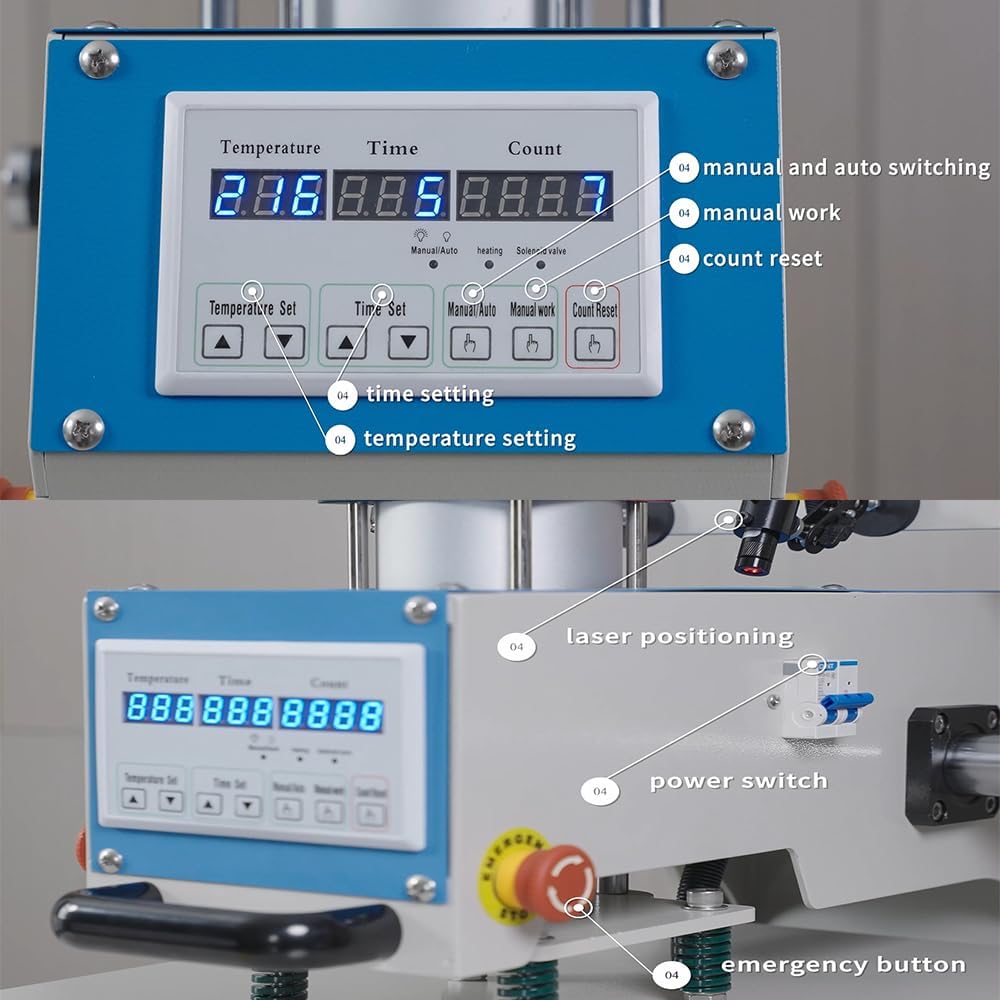 Pneumatic Double Platen Up-Sliding Heat Press Machine 16" x 24" Sublimation Machine with Infrared Positioning Textile Heat Transfer T-Shirt Printing Machine Full Digital Integrated Display Control
