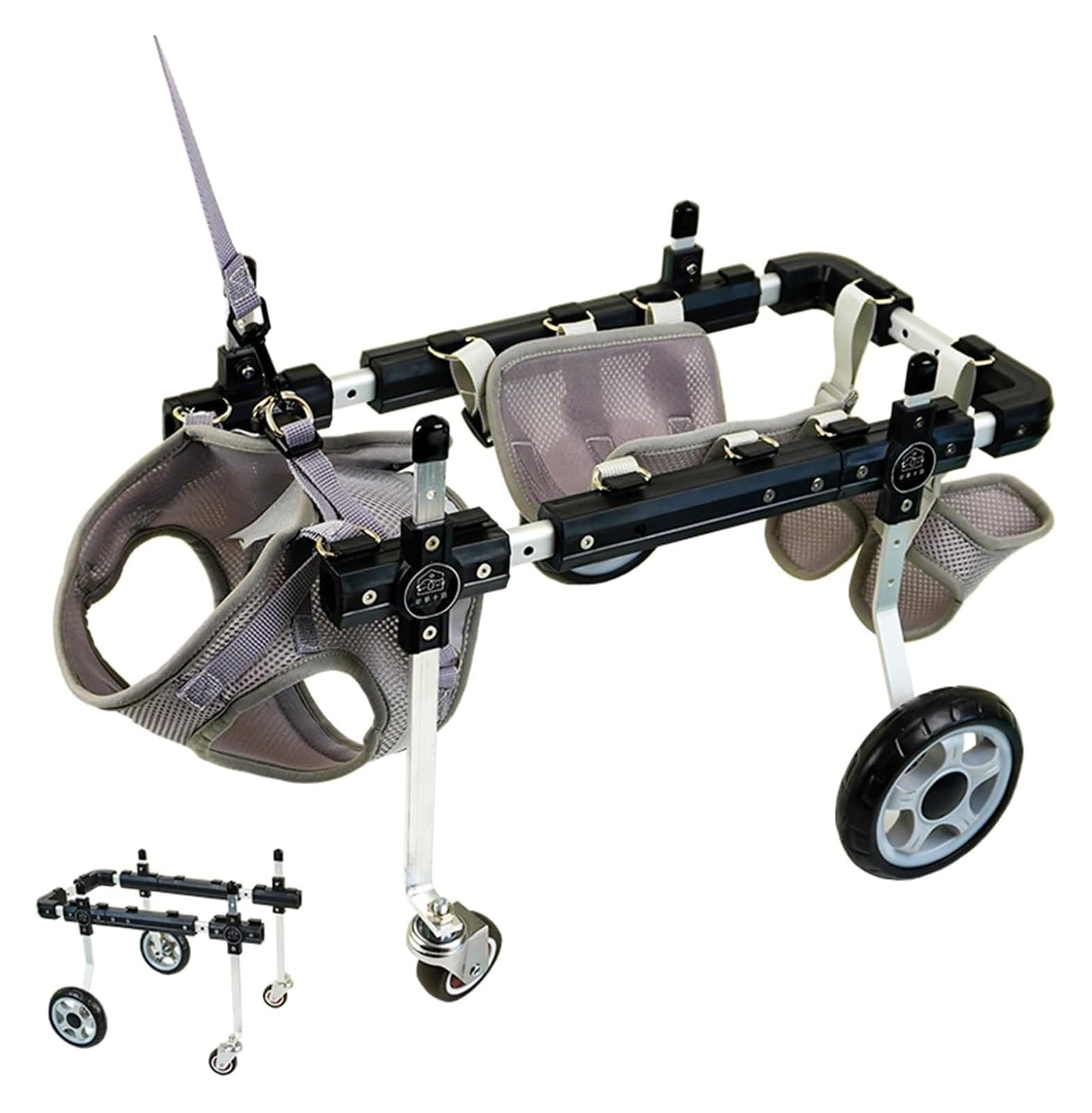 Fauteuil roulant pour chien handicapé : poussette 4 roues contre la paralysie arrière