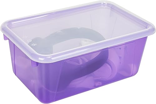 Miniatura 9 de Storex Tapa y tapa, se adapta a cubos pequeños (contenedores se venden por separado), 12.2 x 7.8 x 1 pulgada, paquete de 5, translúcido (62402A05C)