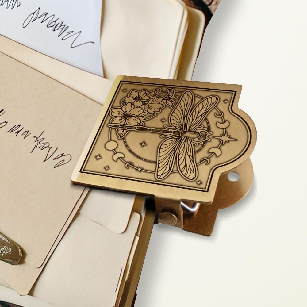 ANATTASOUL Dragonfly & Moon Phase Travel Journal Clip for DIY Use
