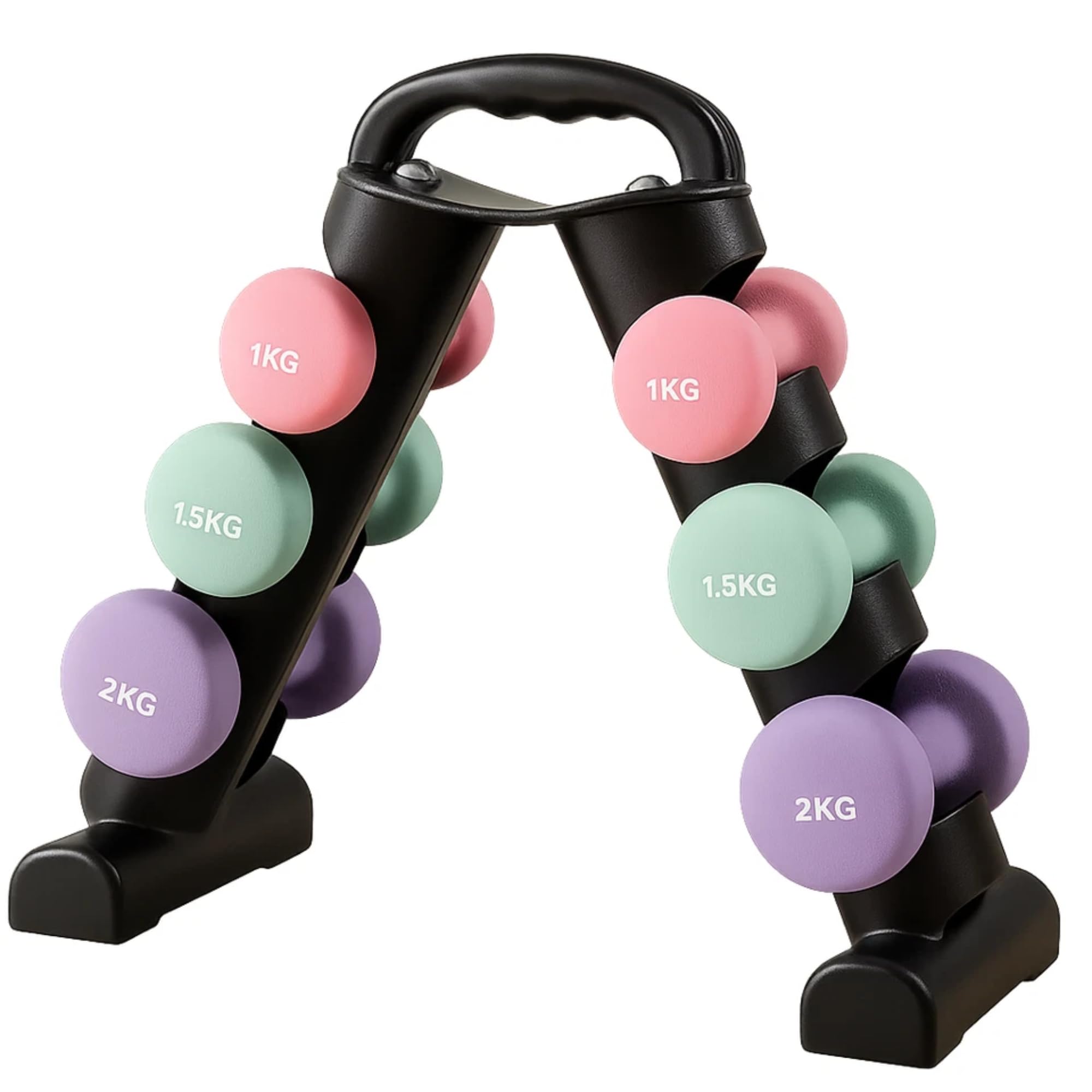 9KG Neoprene Hex Dumbbell Set with Carry Stand – Hand Weights Pair, Anti-Roll & Non-Slip Coated Dumbbells for Home Gym Workouts (9KG)