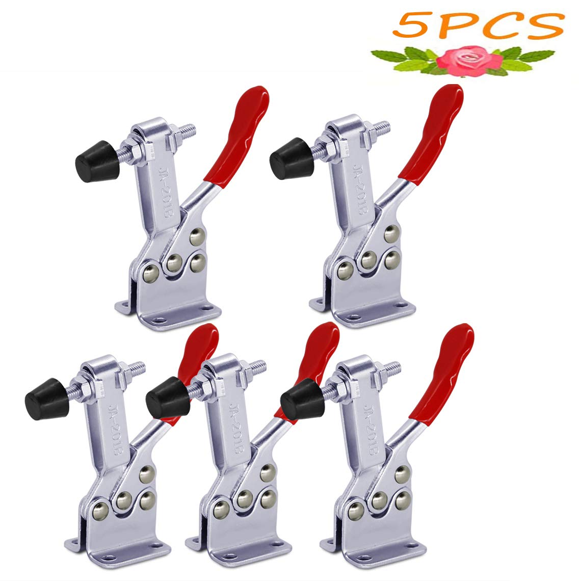 5pack Hold Down Toggle Clamps Woodworking,201B Clamps for Woodworking,Vertical Clamp,Cam Clamp Quick Release Toggle Clamp for CNC Hold Down Clamps,200Lbs Heavy Duty Toggle Clamp for T Track Cam Action