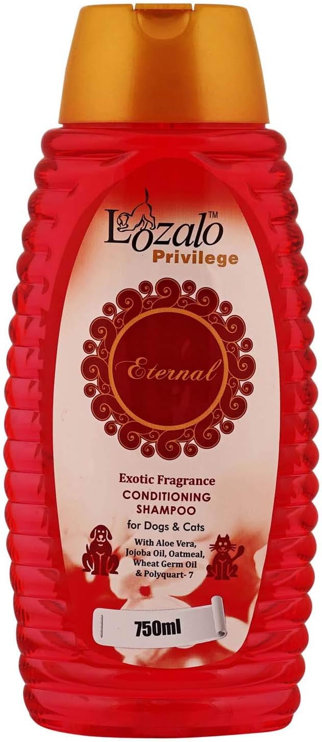 Lozalo Privilege Eternal Exotic Fragrance Pet Care Conditioning Shampoo for Dogs & Cats with Aloe Vera,Jojoba Oil,Oatmeal,Wheat Germ Oil (750 ml)